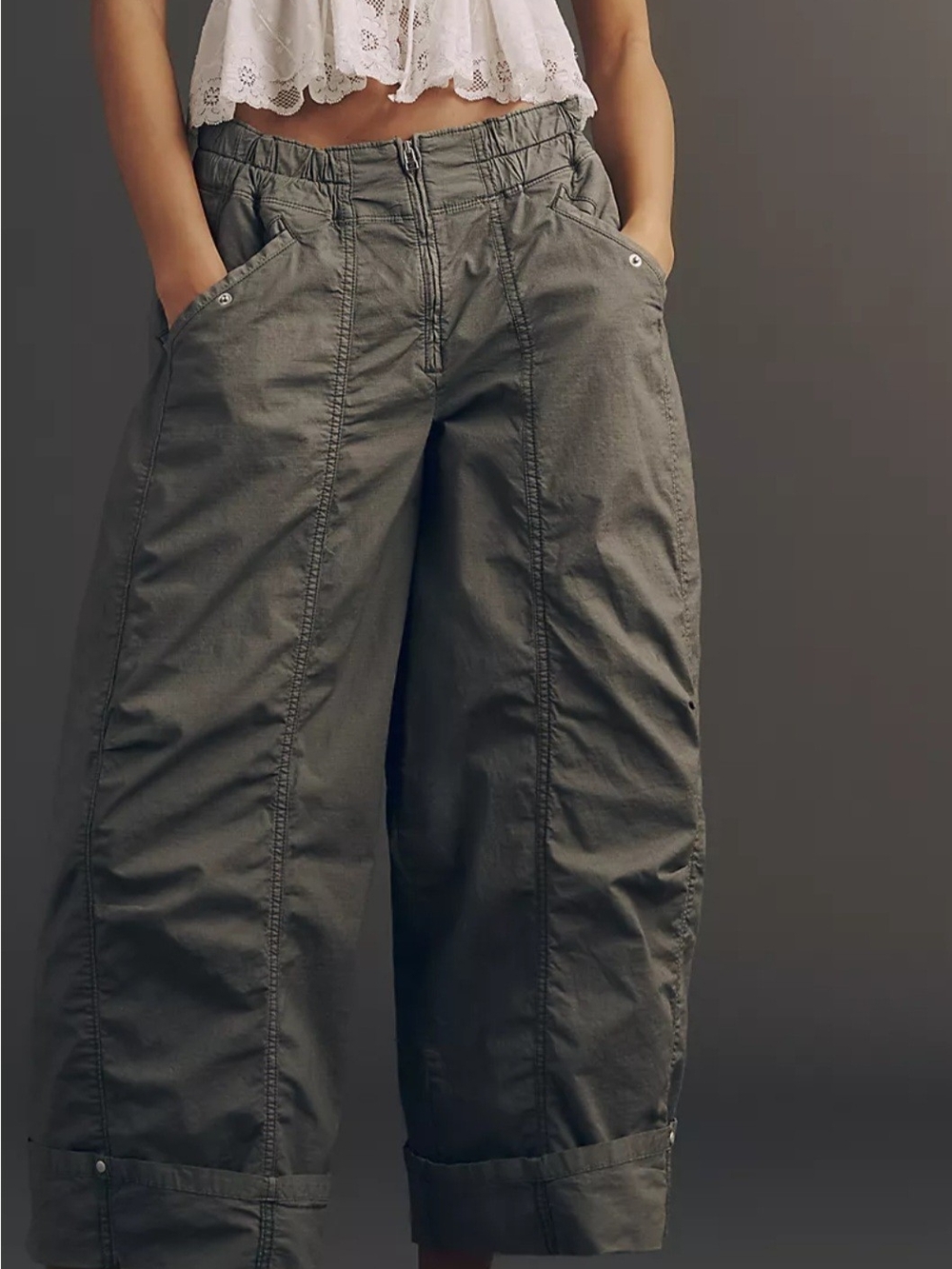 Pilcro Olive Green Wide Leg Cargo Pants - Picture 5 of 5